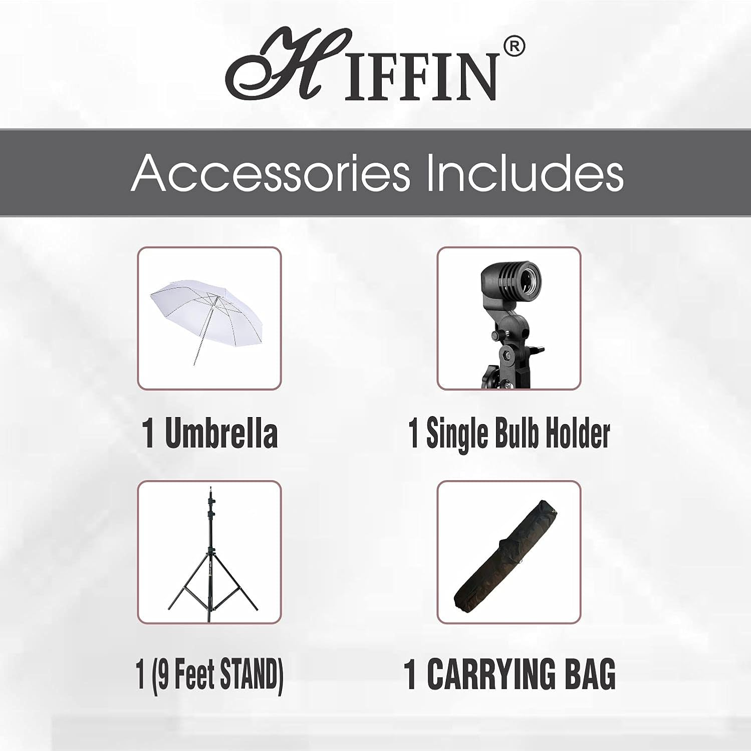 HIFFIN® Branded Mark I Umbrella White 80CM + Portable Foldable Umbrella Flash Photo Video Studio Lighting Photography Stand + Umbrella and Bulb Holder with Carry Bag - Image 3