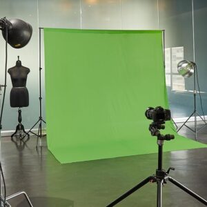 Amazon Basics Studio Background Stand Kit ((9 x 9 Feet) | Backdrop Photography and Videography | Adjustable | Foldable and Portable | with Carry Bag and Backdrop Curtain (Green)